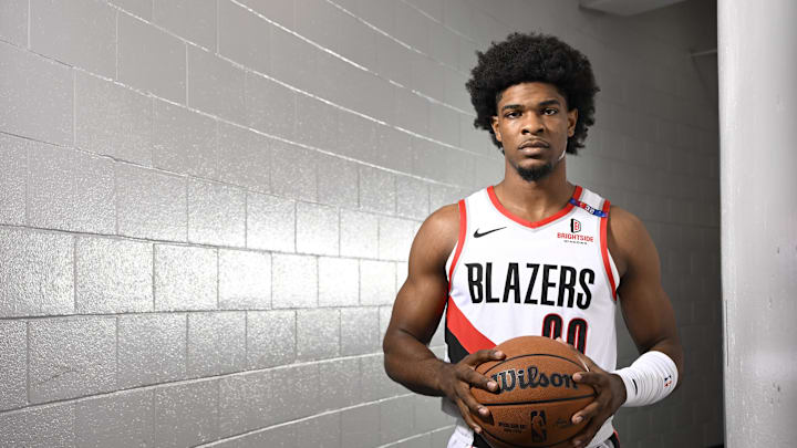 Sep 30, 2024; Portland, Oregon, USA; Portland Trail Blazers guard Scoot Henderson (00). Mandatory Credit: Troy Wayrynen-Imagn Images