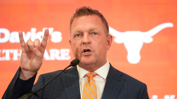 University of Texas baseball coach Jim Schlossnagle speaks at his introductory news conference at the Frank Denius Family University Hall of Fame Wednesday June 26, 2024.