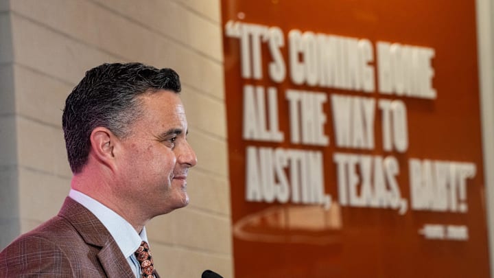 Sean Miller speaks to the press as he is announced The University of Texas' new men's basketball coach Tuesday, March 25, 2025.