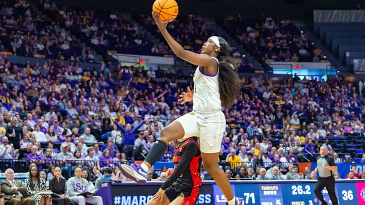 Flau'Jae Johnson 4, LSU Tigers take on San Diego State in the first round of the NCAA Womens Basketball Tournament in Baton Rouge, LA. March 22, 2025. Flau'Jae Johnson 4, LSU Tigers take on San Diego State in the first round of the NCAA Womens Basketball Tournament in Baton Rouge, LA. March 22, 2025.