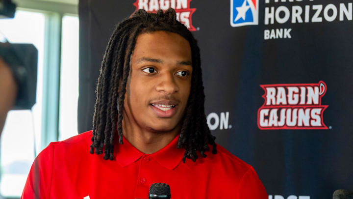 Linebacker Jaden Dugger during the Louisiana Ragin’ Cajuns Football Media Day. Friday, Aug. 1, 2025.