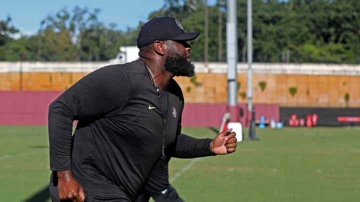 FSU Offensive Line Coach Alex Atkins during practice on Tuesday, Aug. 2, 2022 in Tallahassee, Fla.

Fsu 08