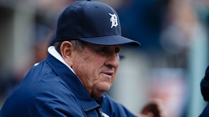 April 25, 2013; Detroit, MI, USA; Detroit Tigers bench coach Gene Lamont (22) in the dugout against the Kansas City Royals at Comerica Park. Mandatory Credit: Rick Osentoski-Imagn Images