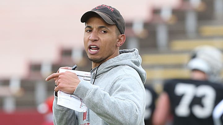 Iowa State Cyclones Offensive Coordinator/Quarterbacks Nate Scheelhaase talks to players during warm-up in the university's Spring Football game at Jack Trice Stadium Saturday, April 22, 2023, in Ames, Iowa
Ncaa Football Iowa State Spring Football Iowa State Cyclones Offensive Coordinator/Quarterbacks Nate Scheelhaase talks to players during warm-up in the university's Spring Football game at Jack Trice Stadium Saturday, April 22, 2023, in Ames, Iowa
Ncaa Football Iowa State Spring Football