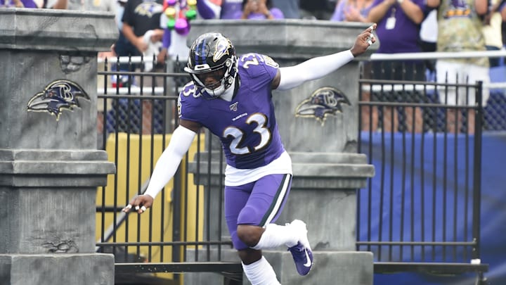 Sep 29, 2019; Baltimore, MD, USA; Baltimore Ravens strong safety Tony Jefferson (23) is introduced before a football game against the Cleveland Browns at M&T Bank Stadium. Mandatory Credit: Mitchell Layton-USA TODAY Sports Sep 29, 2019; Baltimore, MD, USA; Baltimore Ravens strong safety Tony Jefferson (23) is introduced before a football game against the Cleveland Browns at M&T Bank Stadium. Mandatory Credit: Mitchell Layton-USA TODAY Sports
