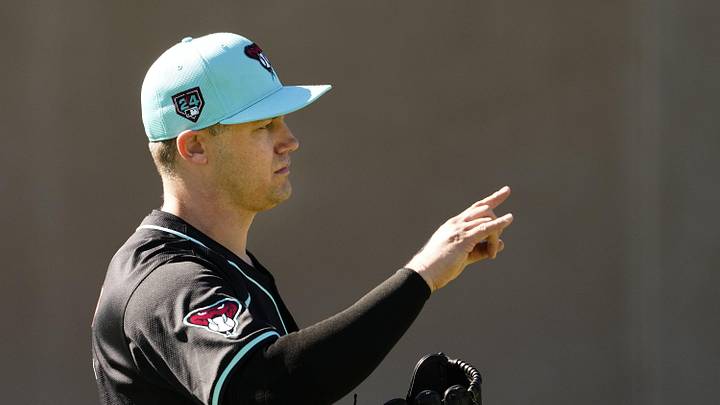 Arizona Diamondbacks closer Paul Sewald during spring training workouts at Salt River Fields at
