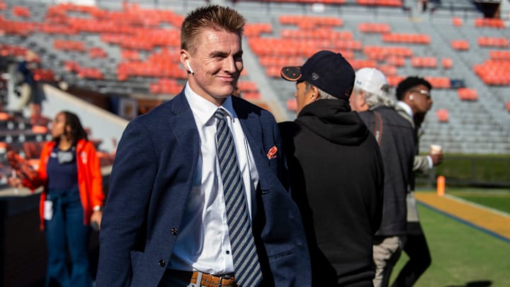 Auburn Tigers quarterback Bo Nix (10) walks the field before taking on Mississippi State Bulldogs at Auburn Tigers quarterback Bo Nix (10) walks the field before taking on Mississippi State Bulldogs at