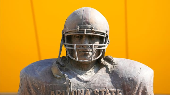 Pat Tillman statue at Mountain America Stadium in Tempe on Aug. 8, 2023.