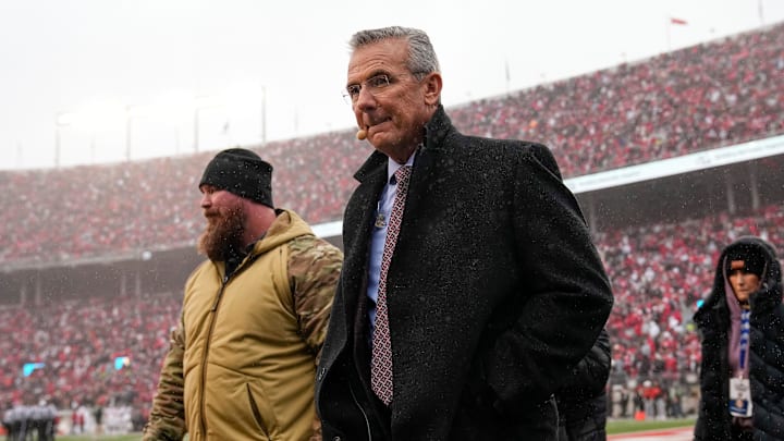 Urban Meyer during No. 2 Ohio State's 38–15 win over No. 5 Indiana on Nov. 23, 2024. Urban Meyer during No. 2 Ohio State's 38–15 win over No. 5 Indiana on Nov. 23, 2024.