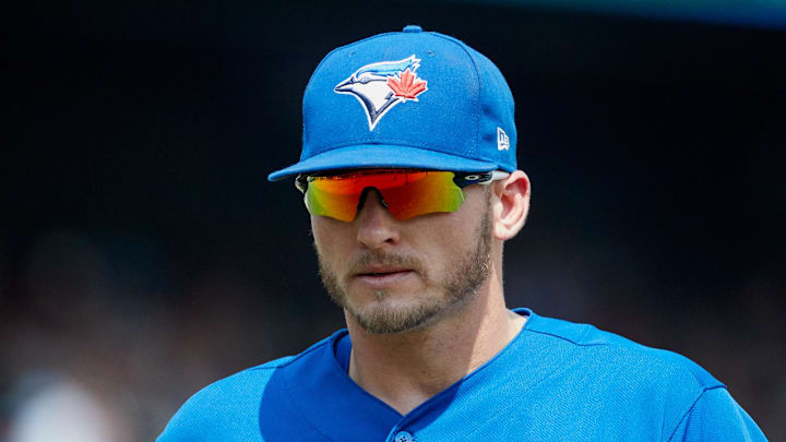 Jul 16, 2017; Detroit, MI, USA; Toronto Blue Jays third baseman Josh Donaldson (20) walks off the field during the seventh inning against the Detroit Tigers at Comerica Park. Mandatory Credit: Rick Osentoski-Imagn Images