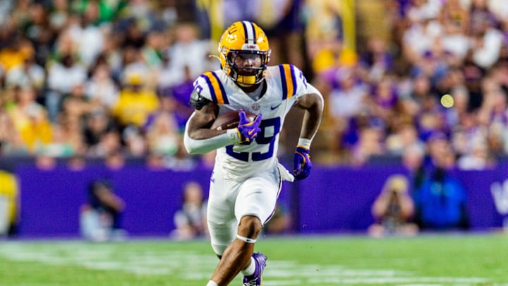 Caden Durham 29, LSU Tigers take on the Southeastern Louisiana. Sept 20, 2025; Baton Rouge, Louisiana, USA; at Tiger Stadium.