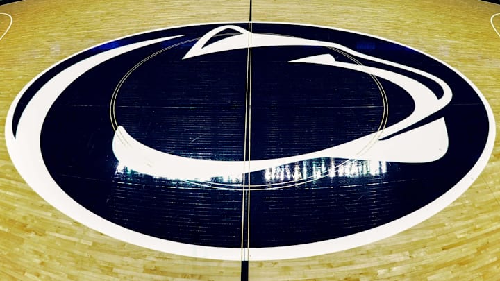 Jan 7, 2013; University Park, PA, USA; General view of the Penn State Nittany Lions logo inside the Bryce Jordan Center prior to the game between the Indiana Hoosiers and the Penn State Nittany Lions.  Mandatory Credit: Rich Barnes-Imagn Images