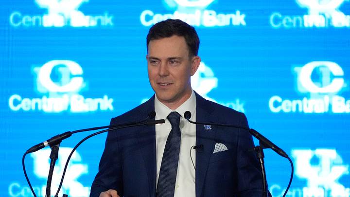 New Kentucky Wildcat head coach Will Stein makes remarks as he is introduced at Kentucky on Wednesday, December 3, 2025 New Kentucky Wildcat head coach Will Stein makes remarks as he is introduced at Kentucky on Wednesday, December 3, 2025