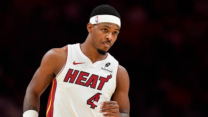 Oct 10, 2026; Miami, Florida, USA;  Head shot of Miami Heat point guard Ryan Conwell (4) at Kaseya Center.  Mandatory Credit: Michael Laughlin-Imagn Images