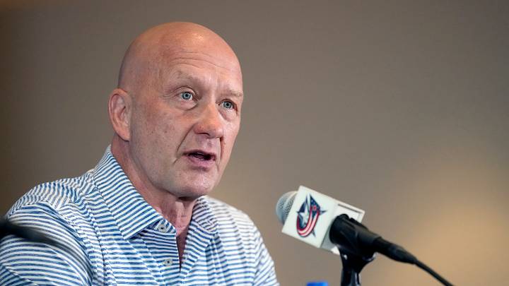 Columbus Blue Jackets General Manager Jarmo Kekalainen speaks after hiring Mike Babcock as the new head coach during a press conference at Nationwide Arena. Mandatory Credit: Kyle Robertson-USA TODAY NETWORK Columbus Blue Jackets General Manager Jarmo Kekalainen speaks after hiring Mike Babcock as the new head coach during a press conference at Nationwide Arena. Mandatory Credit: Kyle Robertson-USA TODAY NETWORK