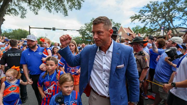 Florida head coach Jon Sumrall meets the crowd during Gator Walk before an NCAA football game at Steve Spurrier Field at Ben Hill Griffin Stadium in Gainesville, FL on Saturday, September 5, 2026. [Alan Youngblood/Gainesville Sun]