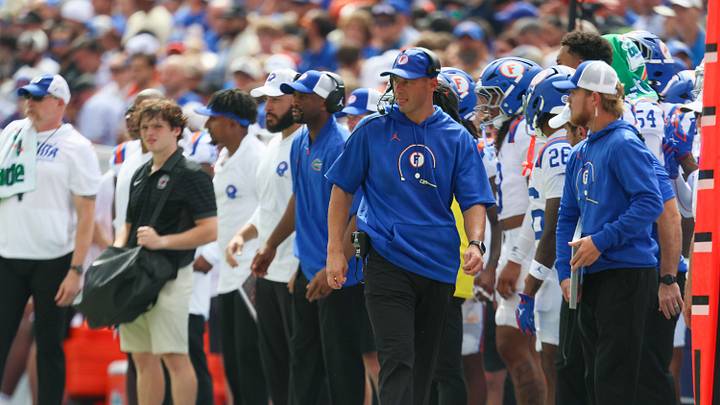 Florida head coach Jon Sumrall watches the action  during the first half of an NCAA football at Steve Spurrier Field at Ben Hill Griffin Stadium in Gainesville, FL on Saturday, October 10, 2026. [Alan Youngblood/Gainesville Sun]