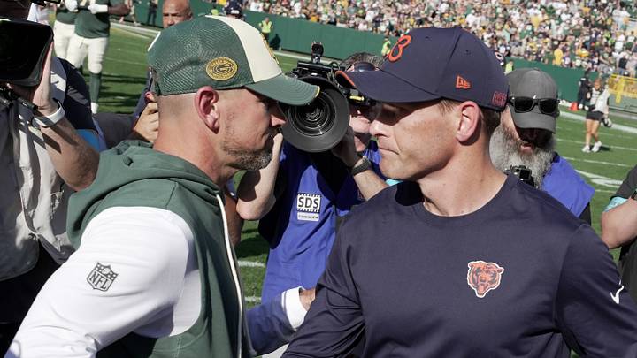 Oct 11, 2026; Green Bay, Wisconsin, USA;  Green Bay Packers head coach Matt LaFleur and Chicago Bears head coach Ben Johnson shake hands following the game at Lambeau Field.  Mandatory Credit: Wm. Glasheen USAToday Network via IMAGN images