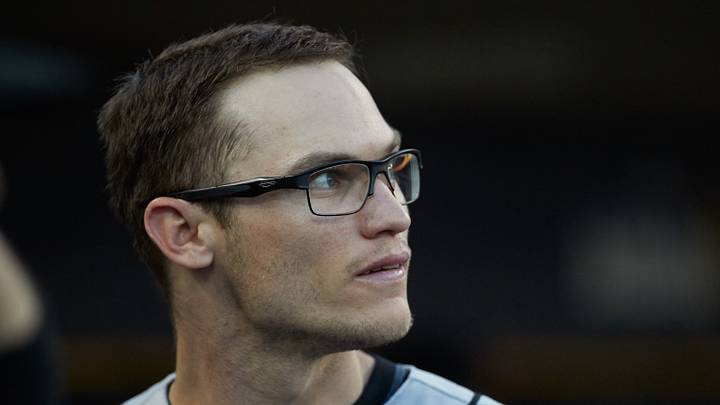 Detroit, MI, USA; San Francisco Giants second baseman Kelby Tomlinson (37) in the dugout during the fifth inning against the Detroit Tigers at Comerica Park. Mandatory Credit: Rick Osentoski-USA TODAY Sports Detroit, MI, USA; San Francisco Giants second baseman Kelby Tomlinson (37) in the dugout during the fifth inning against the Detroit Tigers at Comerica Park. Mandatory Credit: Rick Osentoski-USA TODAY Sports