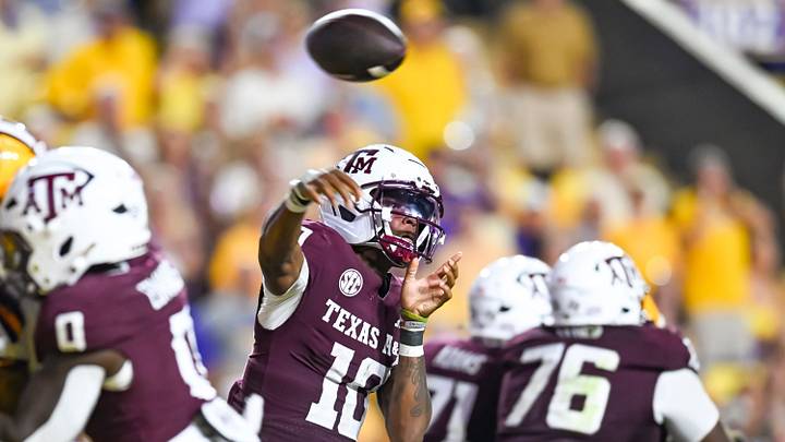 Aggies Quarterback Marcel Reed 10, The LSU Tigers take on the Texas A&M Aggies.  September 19, 2026; Baton Rouge, LA, USA;  at Tiger Stadium.