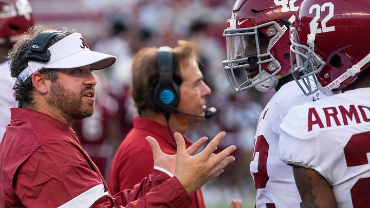 Alabama defensive coordinator Pete Golding against South Carolina at Williams-Brice Stadium in Columbia, S.C., on Saturday September 14, 2019 Alabama defensive coordinator Pete Golding against South Carolina at Williams-Brice Stadium in Columbia, S.C., on Saturday September 14, 2019
