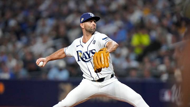 Tampa Bay Rays pitcher Nick Martinez (28) pitches during the sixth inning against the Milwaukee Brewers during Game 4 of the World Series at Tropicana Field in St. Petersburg, Fla. on Oct 27, 2026. Tampa Bay Rays pitcher Nick Martinez (28) pitches during the sixth inning against the Milwaukee Brewers during Game 4 of the World Series at Tropicana Field in St. Petersburg, Fla. on Oct 27, 2026.