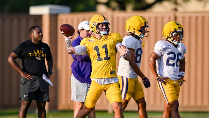 Quarterback Landen Clark 11 during LSU Football practice. August 18, 2026. Quarterback Landen Clark 11 during LSU Football practice. August 18, 2026.
