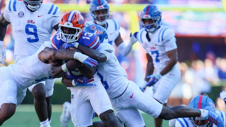 Florida running back Jadan Baugh (13) runs during the first half an NCAA football game against Mississippi at Steve Spurrier Field at Ben Hill Griffin Stadium in Gainesville, FL on Saturday, September 26, 2026. [Alan Youngblood/Gainesville Sun]