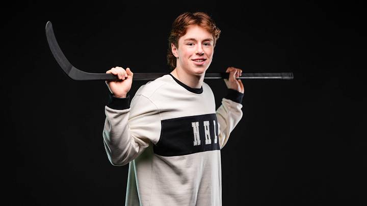 BUFFALO, NEW YORK - JUNE 4: Daxon Rudolph poses for a portrait during the 2026 NHL Scouting Combine at Harborcenter on June 4, 2026 in Buffalo, New York. (Photo by Mark Blinch/NHLI via Getty Images)