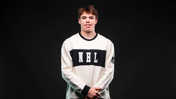 Ryder Cali poses for a portrait during the 2026 NHL Scouting Combine at Harborcenter on June 4, 2026 in Buffalo, New York.