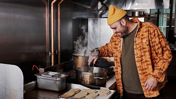 Christian Petroni cooking at Ella's by Christian Petroni