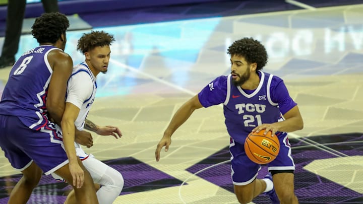 TCU's Noah Reynolds during the first half of the game against the Kansas Jayhawks.