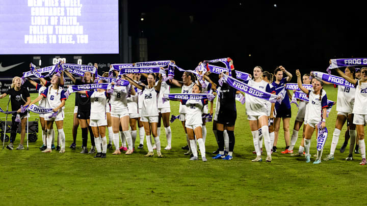 Celebrating after first conference win.