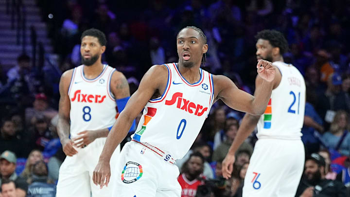 Tyrese Maxey, Paul George, Joel Embiid