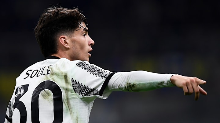 Matias Soule of Juventus FC gestures during the Serie A...