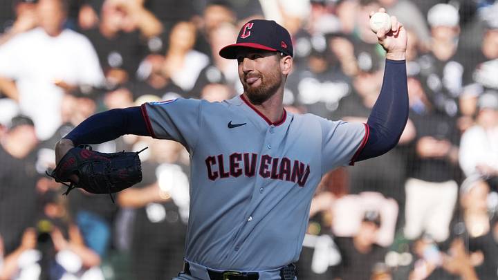 Oct 7, 2026; Chicago, Illinois, USA;  Cleveland Guardians pitcher Foster Griffin (22) throws a pitch during the first inning against the Chicago White Sox in game three of the ALDS for the 2026 MLB Playoffs at Rate Field.  Mandatory Credit: David Banks-Imagn Images