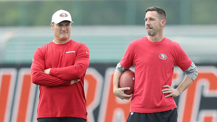 San Francisco 49ers general manager John Lynch (L) and Kyle Shanahan (R)