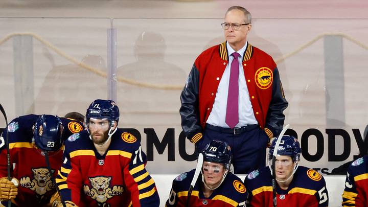 Florida Panthers head coach Paul Maurice looks on during the second period in the 2026 Winter Classic ice hockey game against the New York Rangers at loanDepot Park. Mandatory Credit: Rhona Wise-Imagn Images