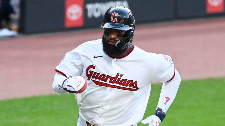 Jo Adell scores in the third inning against the New York Mets at Progressive Field. Jo Adell scores in the third inning against the New York Mets at Progressive Field.