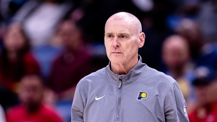 Nov 1, 2024; New Orleans, Louisiana, USA;  Indiana Pacers head coach Rick Carlisle looks on against the New Orleans Pelicans during the second half at Smoothie King Center. Mandatory Credit: Stephen Lew-Imagn Images