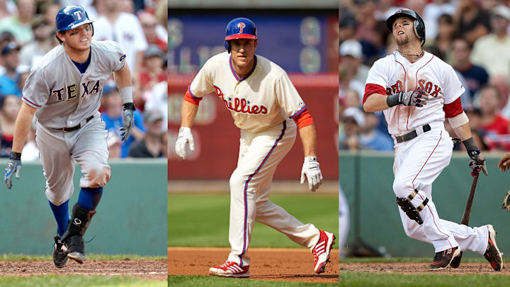 Kinsler (left), Utley (center) and Pedroia (right) will seek to gain further favor with Hall of Fame voters in their early years on the ballot. Kinsler (left), Utley (center) and Pedroia (right) will seek to gain further favor with Hall of Fame voters in their early years on the ballot.