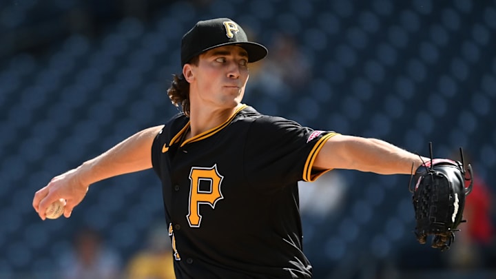 Sep 7, 2024; Pittsburgh, Pennsylvania, USA;  Pittsburgh Pirates pitcher Kyle Nicolas (62)  throws to the Washington Nationals at PNC Park. Mandatory Credit: Philip G. Pavely-Imagn Images