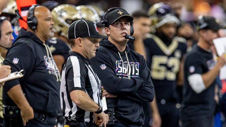 New Orleans Saints head coach Kellen Moore. New Orleans Saints head coach Kellen Moore.
