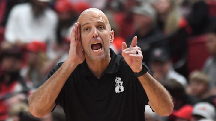 Oklahoma State men's basketball coach Steve Lutz instructs his team against Texas Tech in a Big 12 game Saturday, Jan. 3, 2026, at United Supermarkets Arena. Oklahoma State men's basketball coach Steve Lutz instructs his team against Texas Tech in a Big 12 game Saturday, Jan. 3, 2026, at United Supermarkets Arena.