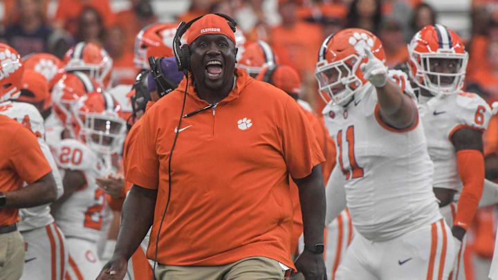 Sep 30, 2023; Syracuse, New York, USA; Clemson Tigers defensive tackles coach Nick Eason