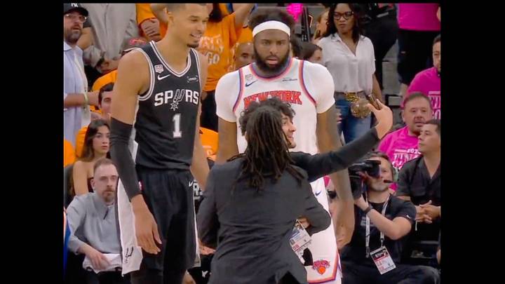 The fan stormed the court while yelling Wembanyama's name during the fourth quarter on Wednesday night.