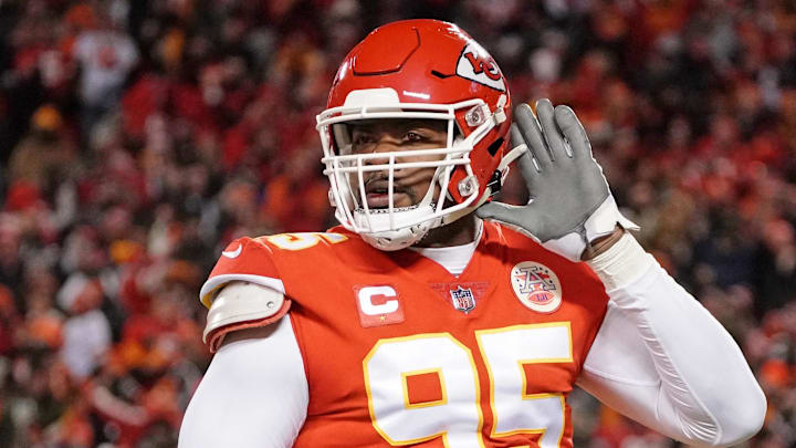 Jan 29, 2023; Kansas City, Missouri, USA; Kansas City Chiefs defensive tackle Chris Jones (95)