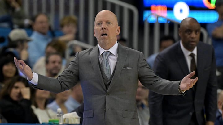 Feb 7, 2026; Los Angeles, California, USA;  UCLA Bruins head coach Mick Cronin gestures in second half against the Washington Huskies at Pauley Pavilion presented by Wescom Financial. Mandatory Credit: Jayne Kamin-Oncea-Imagn Images