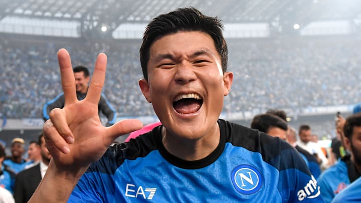 Kim Min-jae of SSC Napoli celebrates the victory of the...