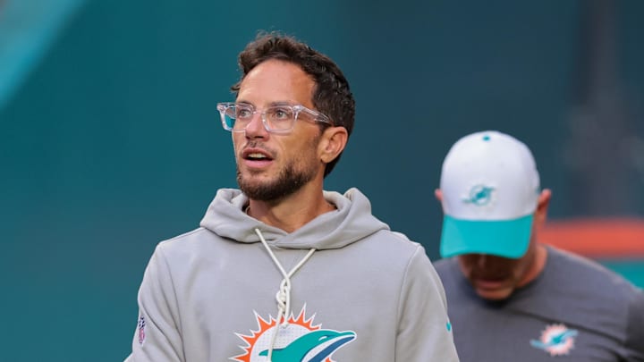 Miami Dolphins head coach Mike McDaniel enters the field before the game against the Jacksonville Jaguars at Hard Rock Stadium. Miami Dolphins head coach Mike McDaniel enters the field before the game against the Jacksonville Jaguars at Hard Rock Stadium.
